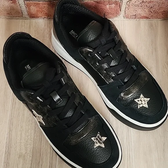 Michael Kors Black Lexi Embellished Mixed-Media Sneaker Women's 8.5 NIB - Picture 3 of 16